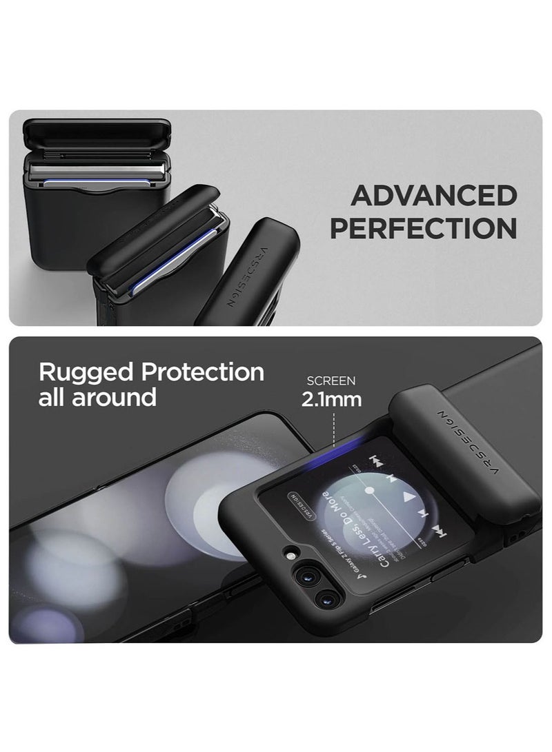 VRS Design Terra Guard Modern Go Z Flip 5 Case Cover Wallet with [Hinge Protection] and [2 Card Holder] Slot - Matte Black  - Image 5
