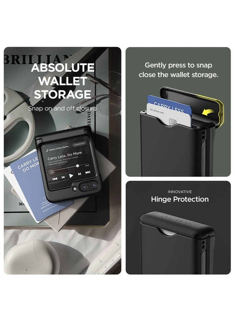 VRS Design Terra Guard Modern Go Z Flip 5 Case Cover Wallet with [Hinge Protection] and [2 Card Holder] Slot - Matte Black  - Image 2