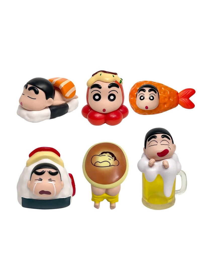 general 6 Japanese delicacies, Shin-chan crayon Shin-chan series, sushi Shin-chan yaki toys, ornaments, figures, tide play, birthday and holiday gifts for children - Image 1