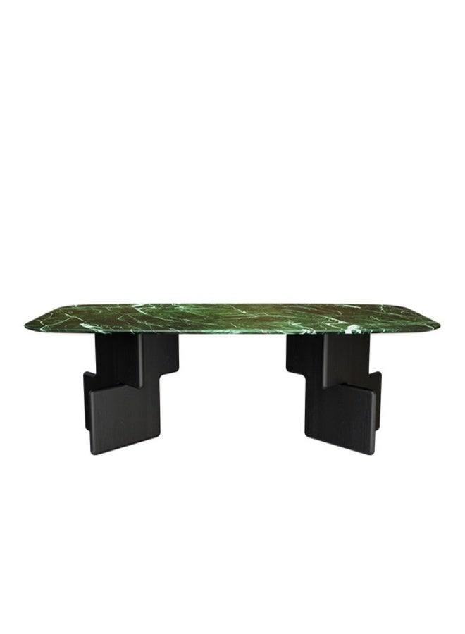 YI ONE Dining Table FC922-2.2M – Rectangular Black & Green Marble Top with Veneer Wooden Legs, 6–8 Seater Luxury Dining Table, 2200×1000×750 mm - Image 4