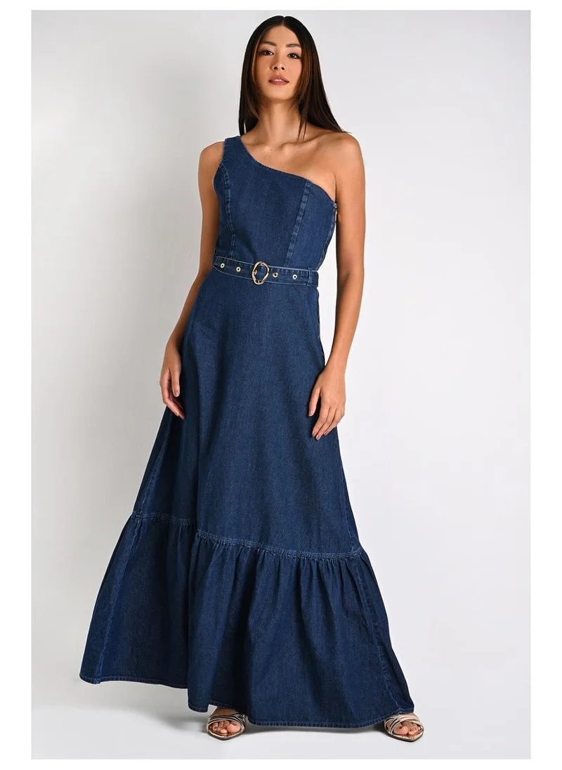 Blue Denim Flowers Dress