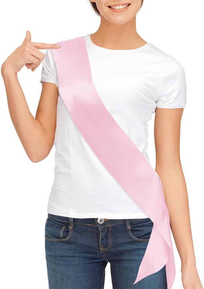 TREORSI Blank Satin Sash, Plain Sash, Party Decorations, Make Your Own Sash (Pink) - Image 1