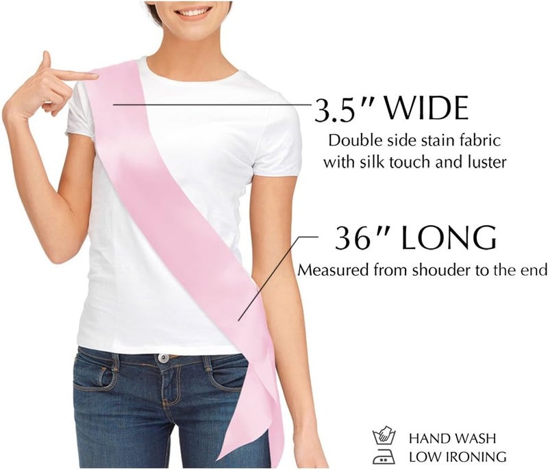TREORSI Blank Satin Sash, Plain Sash, Party Decorations, Make Your Own Sash (Pink) - Image 4