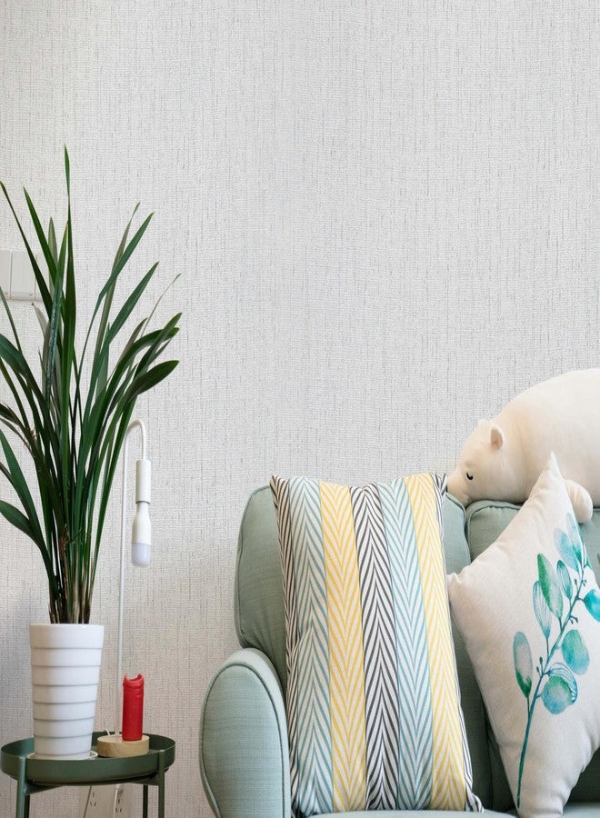 Ismoon Grasscloth Wallpaper Textured Gray Contact Paper Peel and Stick Wallpaper Fabric Faux Line Removable Self Adhesive Wall Paper for Cabinet Liner Vinyl Roll 15.7x236in - Image 4