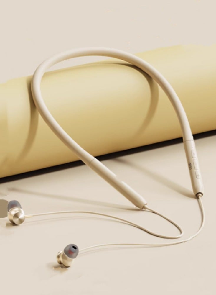 Bluetooth Headset Neck, Neck Hanging, Wireless In-ear Sports Running, Special Ultra-long Battery Life,Rice skin  - Image 1