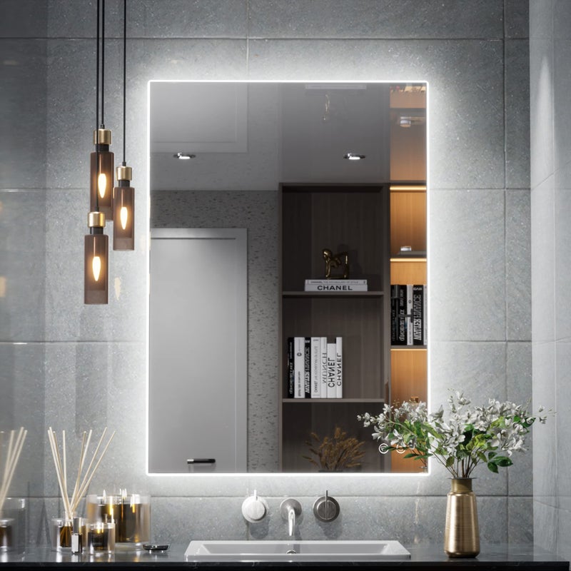 TETOTE Backlit Mirror for Bathroom 20x28 Inch Vanity Mirror with Light LED AntiFog Bathroom Mirrors Modern Dimmable CRI90 Waterproof Lighted Mirror HorizontalVertical Wall Mirror