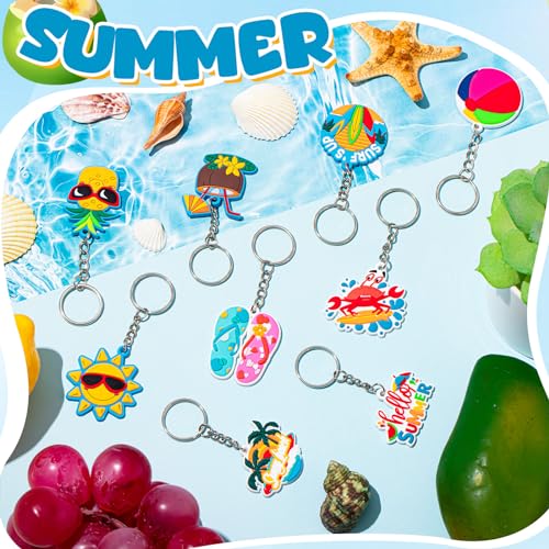 Remuuly 36 Pcs Summer Beach Favors Keychain Bulk Hawaiian Pool Party Keychains Hawaii Keychain Luau Beach Charms Tropical Hanging Pendant Summer Key Ring for Party Favors Supplies Gifts - Image 4