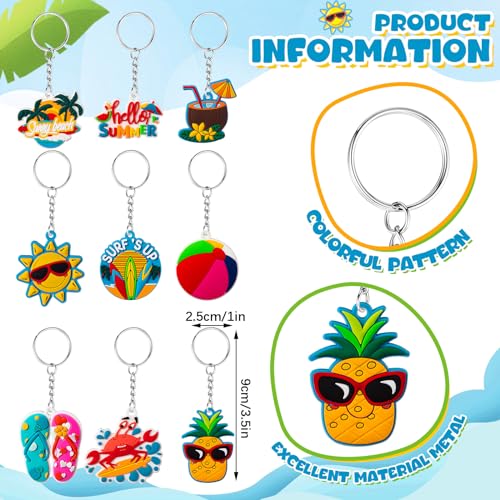 Remuuly 36 Pcs Summer Beach Favors Keychain Bulk Hawaiian Pool Party Keychains Hawaii Keychain Luau Beach Charms Tropical Hanging Pendant Summer Key Ring for Party Favors Supplies Gifts - Image 2
