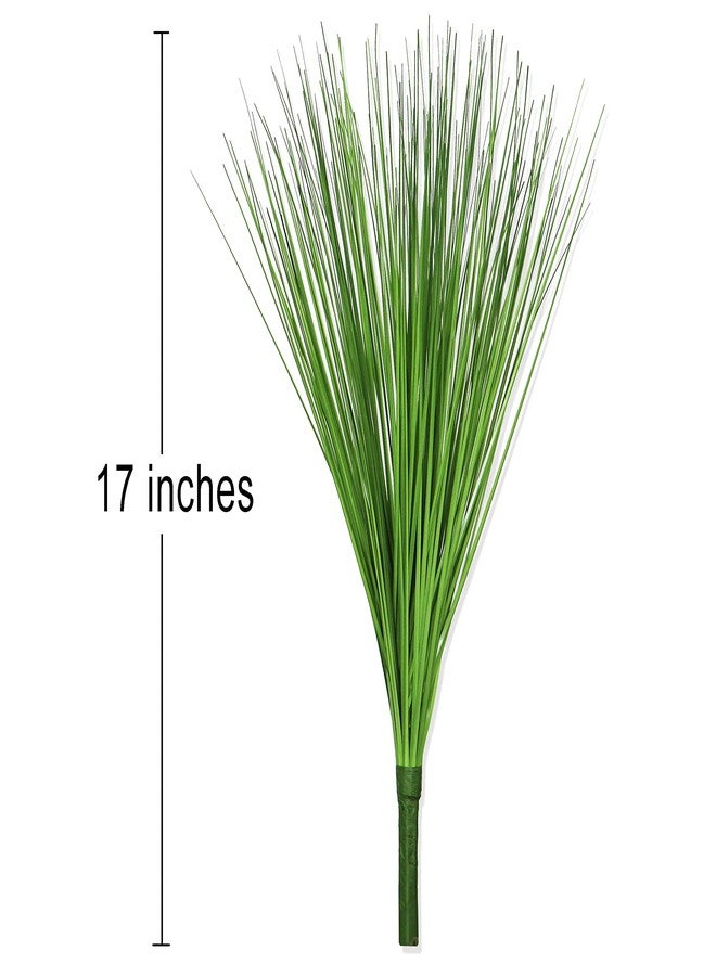 Beebel Artificial Plants 17" Artificial Onion Grass Bushes UV Resistant Plants Faux Shrubs Fake Wheat Grass Greenery Topiaries for Bathroom Home Office House Decorations (4 Pcs/Green) - Image 2
