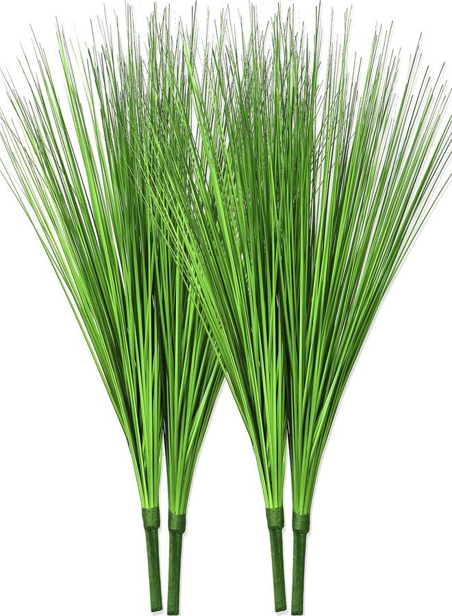 Beebel Artificial Plants 17" Artificial Onion Grass Bushes UV Resistant Plants Faux Shrubs Fake Wheat Grass Greenery Topiaries for Bathroom Home Office House Decorations (4 Pcs/Green) - Image 1