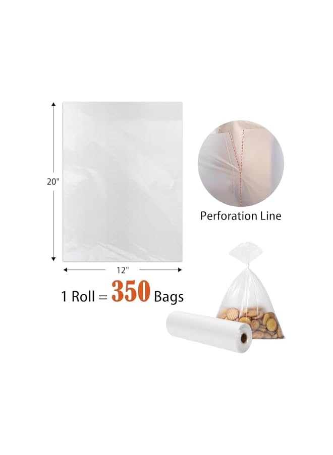 Green Tiger 12x20 Inch Clear Plastic Produce Bags,2 Rolls (350 Bags/Roll), Food Storage Bags for Vegetables, Fruits, Bread, Pet Waste & Grocery Use – Lightweight & Durable - Image 2