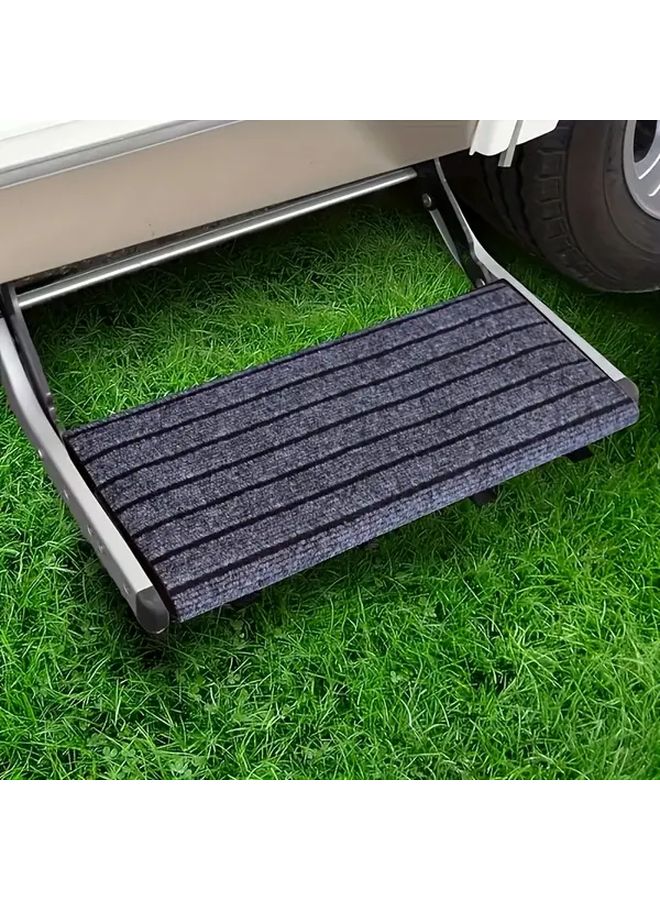Grey Adjustable RV Step Mat Non Slip Rubber Backing Easy Install Clean Durable - Image 1