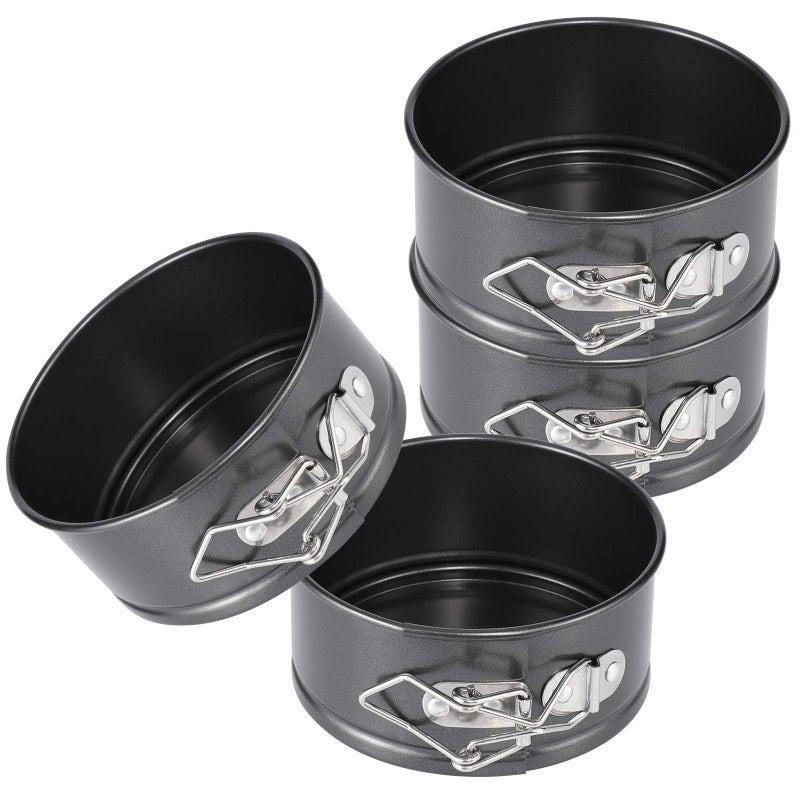 Hiware 4-Inch Mini Springform Pan Set - 4 Piece Small Nonstick Cheesecake Pan for Mini Cheesecakes, Pizzas and Quiches - Image 1