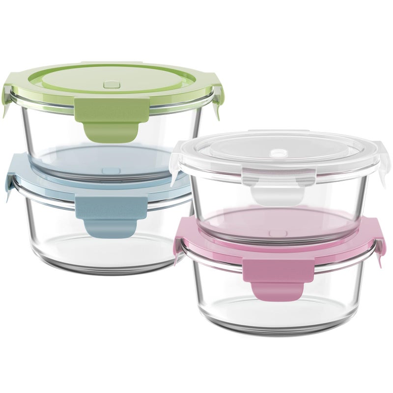 Freshmage 12oz Glass Meal Prep Containers, 1.5 Cup Food Storage Container with Lid Airtight, BPA-Free, Borosilicate Glass Soup Container for Leftovers, Microwave Oven Dishwasher&Freezer Safe (4 Pack) - Image 2