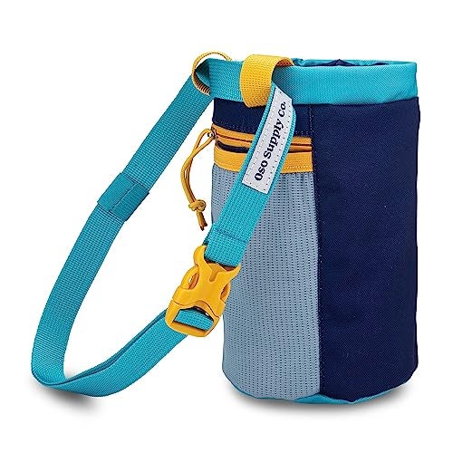 Oso Supply Co Chalk Bag for Rock Climbing Bouldering Chalk Bag Bucket with QuickClip Belt Zippered Pockets and Pouch Perfect IndoorOutdoor Rock Climbing Gear Equipment Powder BlueYellow - Image 3