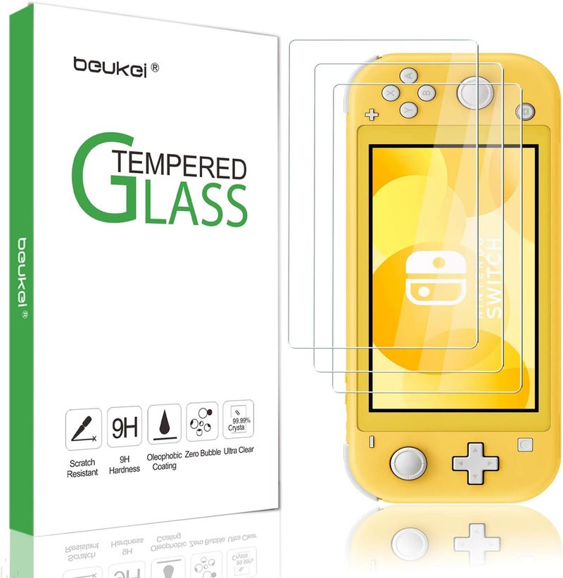 Beukei (3 Pack) Screen Protector Tempered Glass Compatible for Nintendo Switch Lite 2019, 9H Hardness, Anti Scratch, Bubble Free - Image 1