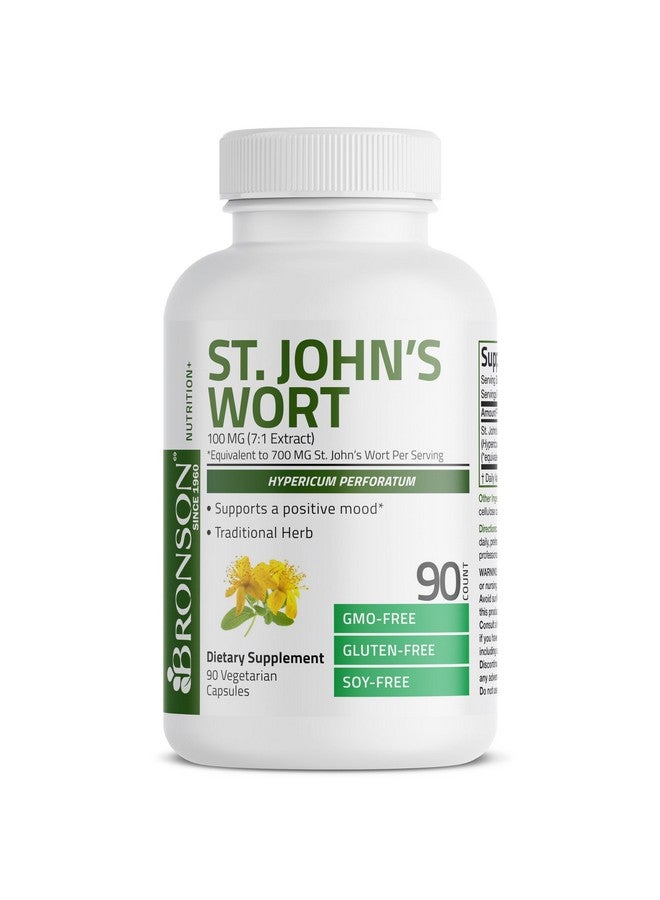 برونسون نبتة سانت جون برونسون، 700 ملغ لكل حصة، نبتة هايبيريكوم بيرفوراتوم، تدعم المزاج الإيجابي - خالية من الكائنات المعدلة وراثيًا، 90 كبسولة نباتية - Image 5