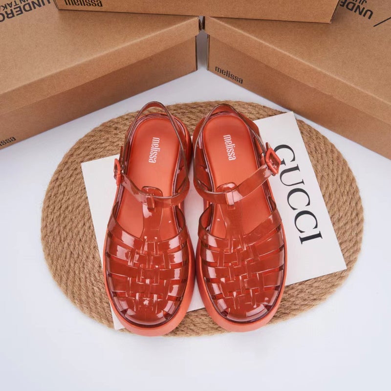 2023 Melissa Platform Woven Sandals for Women Brick Red