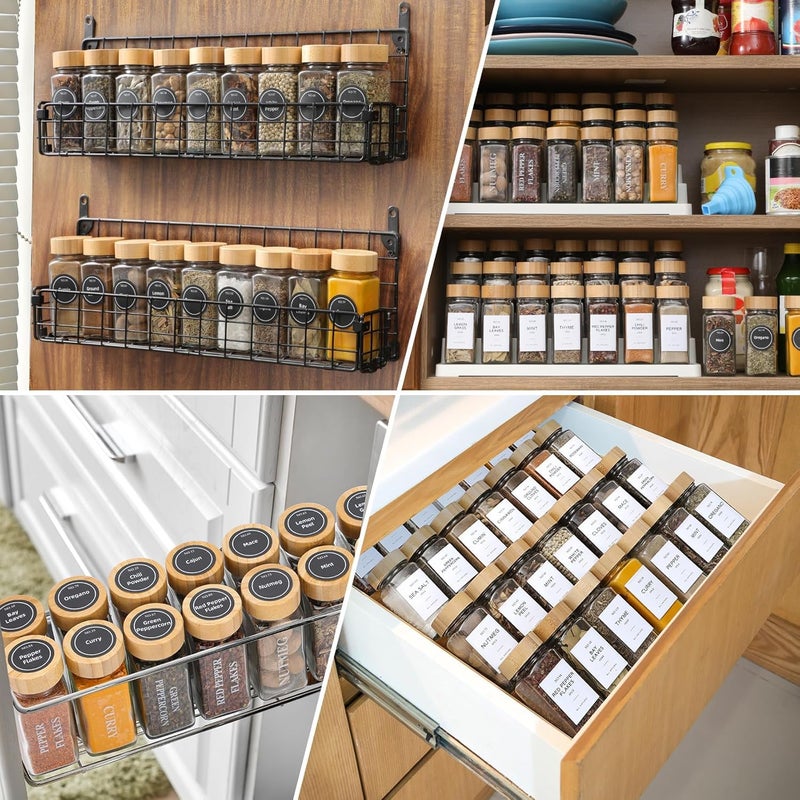 نيوب عبوات التوابل مع ملصق، مجموعة عبوات التوابل NIUB مع أغطية من الخيزران، حاويات توابل سعة 4 أونصات، ملصقات التوابل، أدوات تنظيم المطبخ لتزيين أدراج الخزائن (36 عبوة). - Image 5