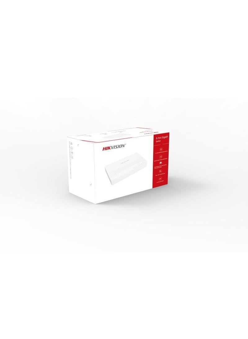 HIKVISION DS-3E0508D-E 8-Port Gigabit Unmanaged Desktop Switch, 16Gbps Switching Capacity, 4,000 MAC Address Table, 1.5MB Buffer, Auto MDI/MDIX, Plug & Play, Desktop & Wall-Mount, 9V DC Power | DS-3E0508D-E white - Image 2
