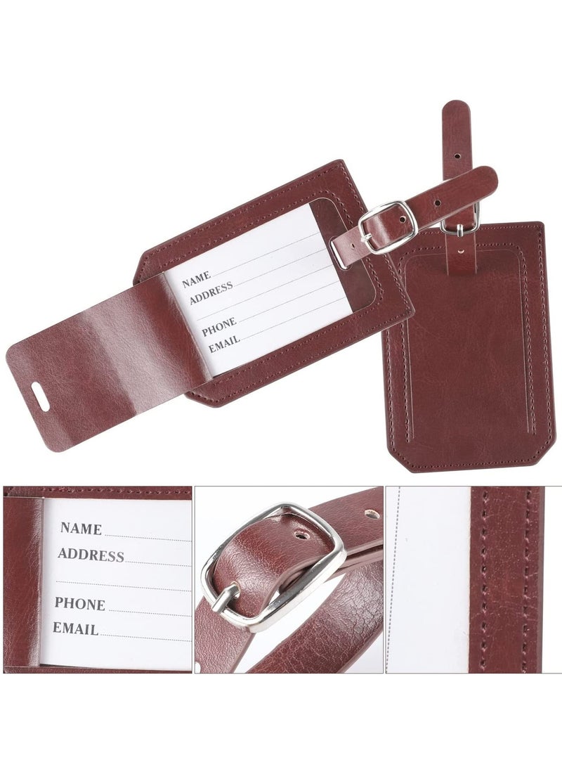 SYOSI Luggage Tag, 4 Pcs Pu Leather Travel Suitcase Tag Handbag Tag to Prevent Loss of Luggage and Suitcases When Going Out on a Trip(Black + Brown) - Image 3