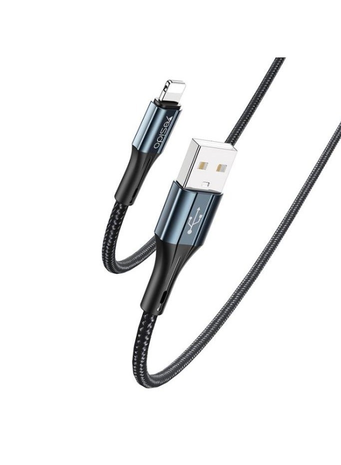 Yesido CA93 1.2 Meters 18W Nylon Cotton Braided Fast Charging Data Cable USB to Lighting  - Image 1