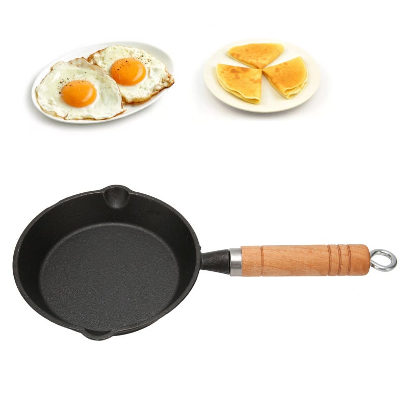 Cast Iron Skillet 16*3Cm Stain Resistant Coating - Oil Free Cooking Frying Pan for Home Kitchen Daily Cooking - Image 3