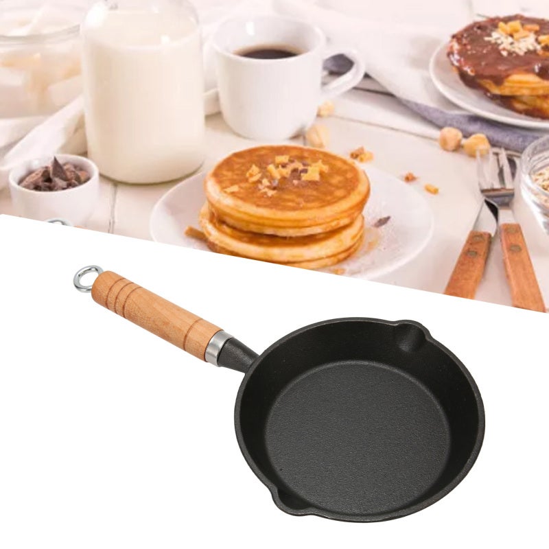 Cast Iron Skillet 16*3Cm Stain Resistant Coating - Oil Free Cooking Frying Pan for Home Kitchen Daily Cooking - Image 4