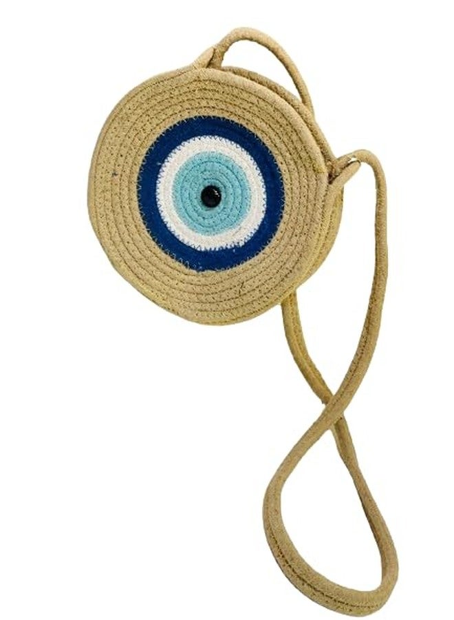 ROSSLYN EVIL EYE HANDMADE ZIPPER SLING BAGS-Beige - Image 1