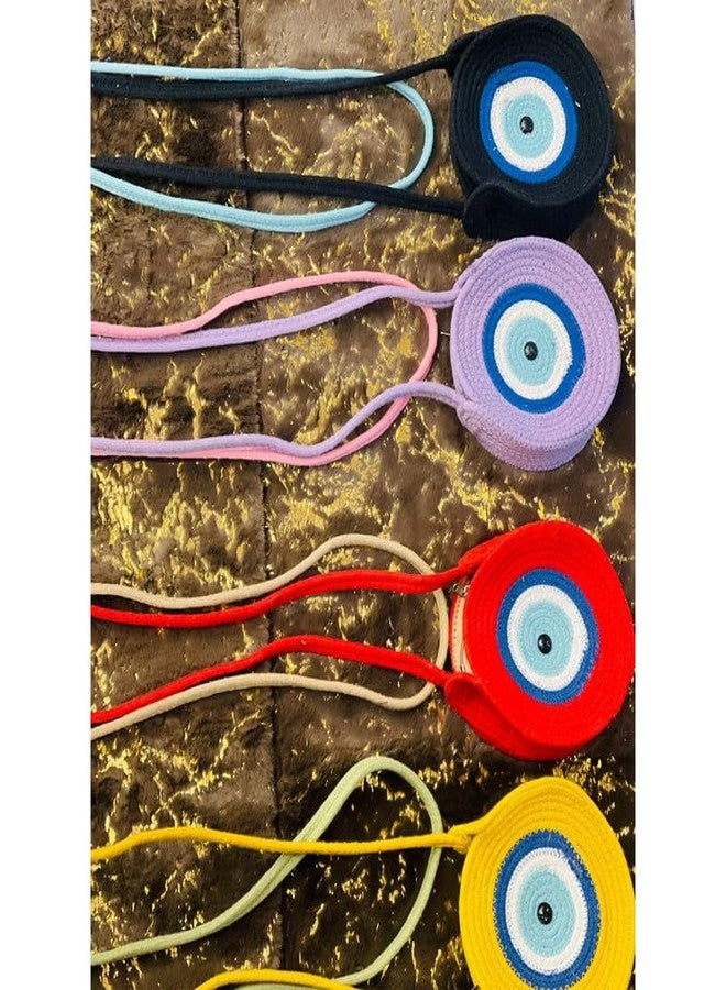 ROSSLYN EVIL EYE HANDMADE ZIPPER SLING BAGS-Beige - Image 4