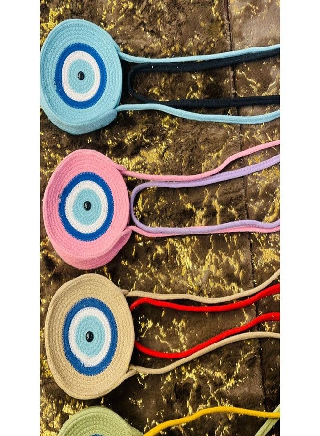 ROSSLYN EVIL EYE HANDMADE ZIPPER SLING BAGS-Beige - Image 5