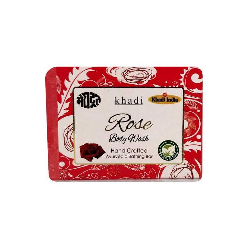 Meghdoot Rose Body Wash Natural Herbal Cleanser Khadi Ayurvedic Soap for Glowing Skin Gentle Skin Hydration with Rose Extracts for All Skin Types 125gm Pack of 4 - Image 3