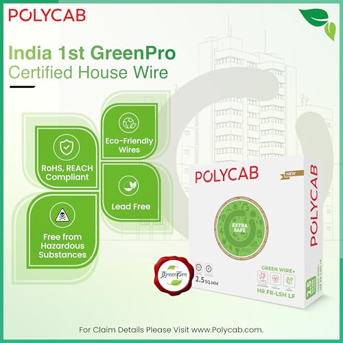 Polycab Green Wire+ 90M coil |1.5 SQ MM|Heat resistant upto 900 C | Low smoke | Low toxic fumes | GreenPro certified | 99.97% high purity copper | Rodent protection | Eco friendly (Red) - Image 4