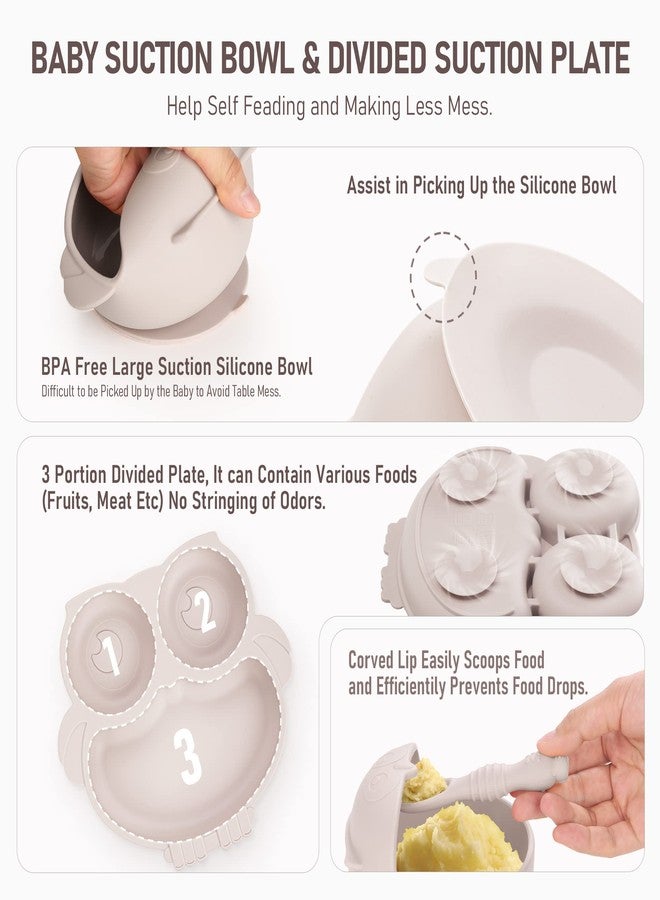 Bnditeu Baby Weaning Set - Silicone Toddler Feeding Set (10 Pcs) with Adjustable Bib, Suction Bowl, Plate, Fork, Spoon, Water & Snack Cup Kit - Baby Led Weaning Kit - Image 4