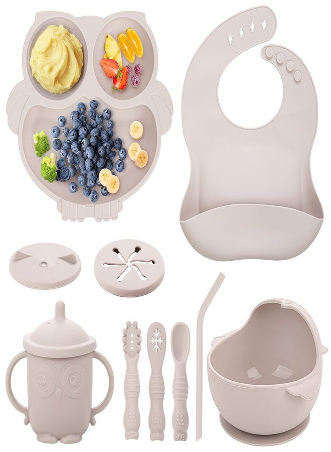 Bnditeu Baby Weaning Set - Silicone Toddler Feeding Set (10 Pcs) with Adjustable Bib, Suction Bowl, Plate, Fork, Spoon, Water & Snack Cup Kit - Baby Led Weaning Kit - Image 1