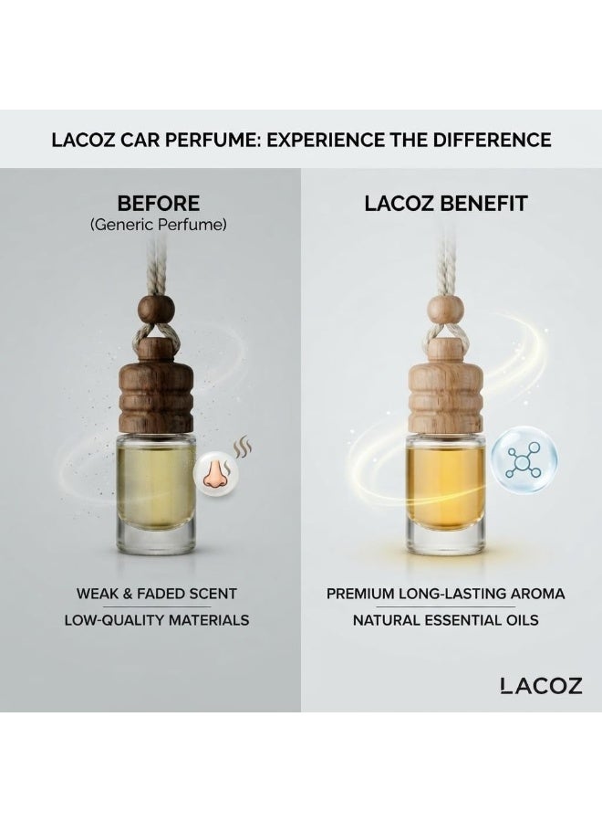 لاكوز معطر هواء فاخر للسيارة (7.5 مل) - موزع معلق يدوم طويلاً بزيوت عطرية - رائحة أنيقة للسيارة والمنزل والمكتب (نكهة القرفة والمحيط) - Image 5
