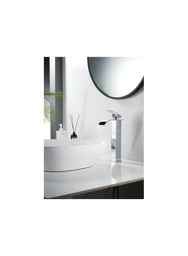 The Bros Single Lever Basin Mixer Hot & Cold Water Wash Basin Faucet Bathroom Faucet Lavatory Vanity Tap with Waterfall Spout (Height-Increasing) - Image 3