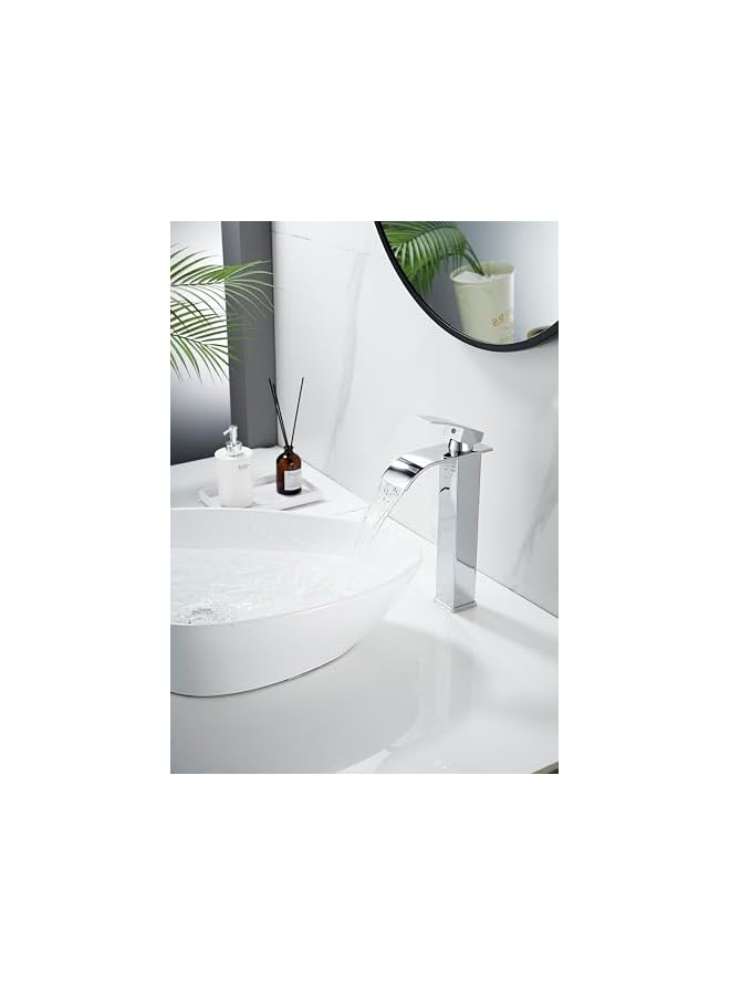 The Bros Single Lever Basin Mixer Hot & Cold Water Wash Basin Faucet Bathroom Faucet Lavatory Vanity Tap with Waterfall Spout (Height-Increasing) - Image 4
