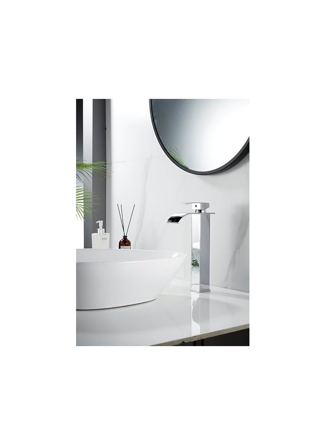 The Bros Single Lever Basin Mixer Hot & Cold Water Wash Basin Faucet Bathroom Faucet Lavatory Vanity Tap with Waterfall Spout (Height-Increasing) - Image 2