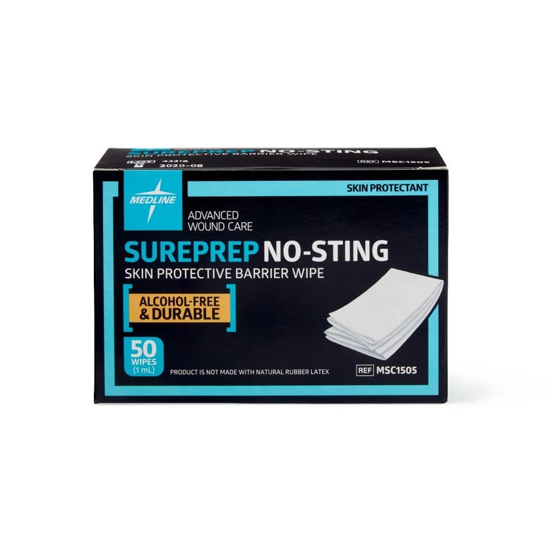 Medline SurePrep No-Sting Skin Protective Barrier Wipes  Pack of 50 - Image 1
