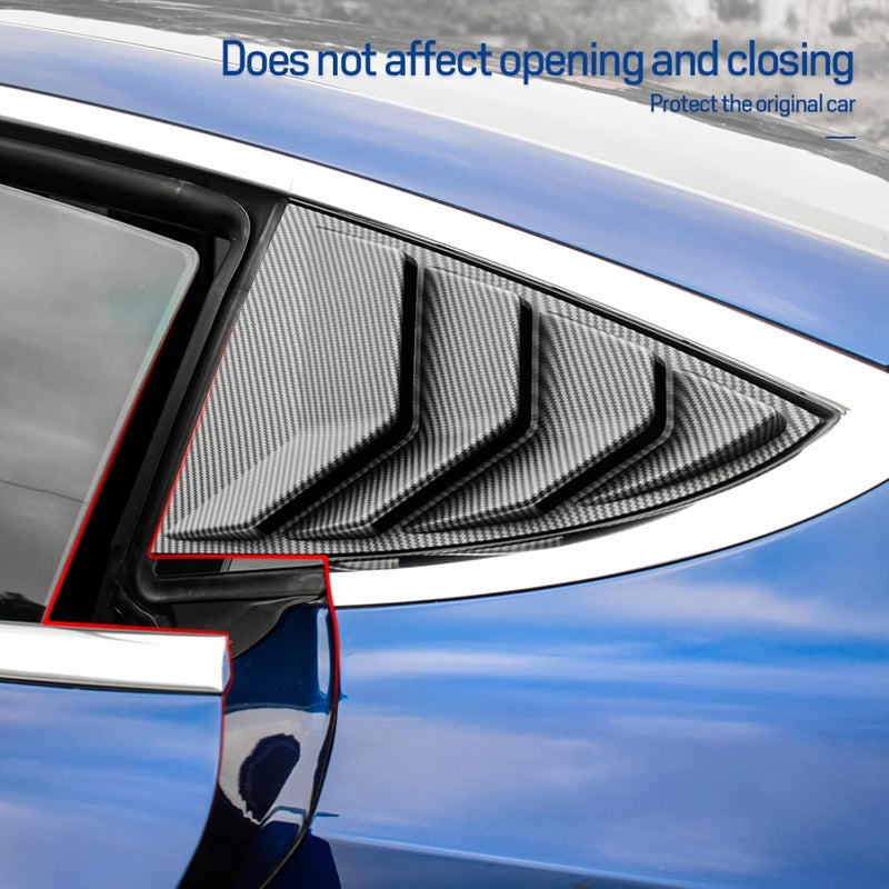 KUNGKIC Rear Side Window Louvers for Tesla Model 3 (2017-2024) - Matte Carbon Fibre - 2PCS - Image 5