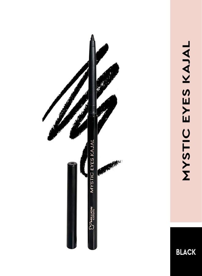 Million Colors Waterproof Mystic Black Kajal | Infused with Chamomile, Castor and Aloevera Oil | Smudge Proof & Long-Lasting | One Swipe Application - Rich Color Payoff | Stays Upto 24HR - Image 2