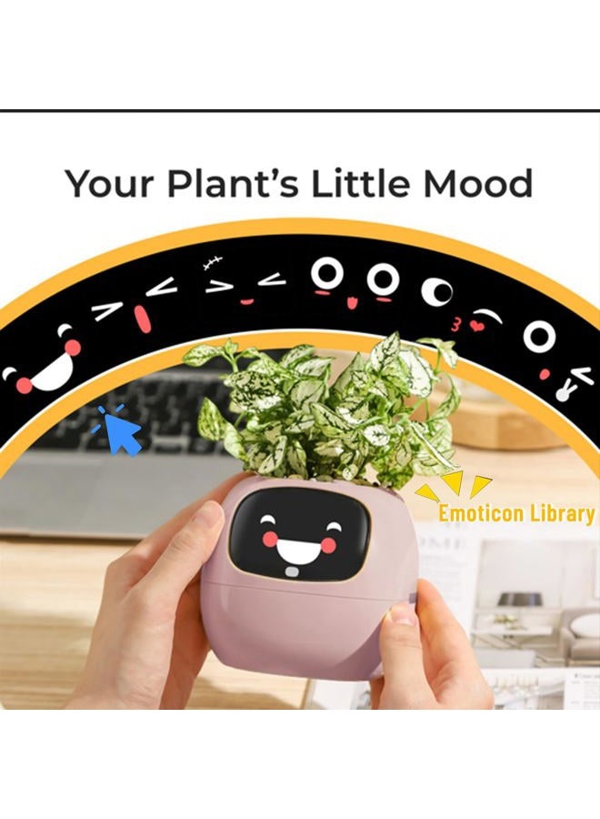 Itigoitie Smart Flowerpot With AI Planter, Multiple Expressions, 7 Sensors, and Chips - Intelligent Pet Planter for Easy and Fun Plant Raising in Living Room (Pink, Plant-Free) - Image 4