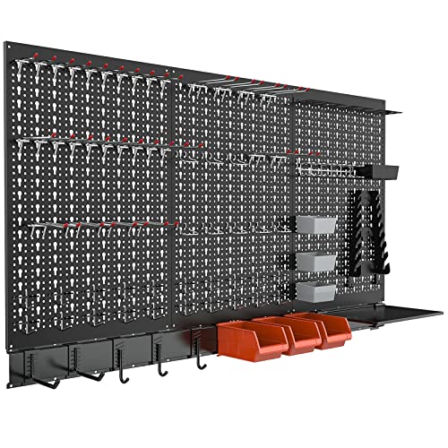 TORACK Metal Pegboard Wall Organizer System for Garage, 109PCS Pegboard Accessories Organizer Kit with Pegboard Bins, Hooks, Peg Locks, Pegboard Storage System for Workbench(Black) - Image 1