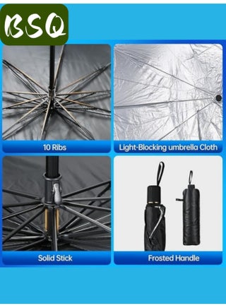 Foldable Car Windshield Sunshade |Retractable Umbrella Design with Titanium Silver Alloy & Nano Coating| UV Protection, Heat Insulation|and Universal Fit for Most Cars & SUVs|Titanium Silver (Small) - view 5
