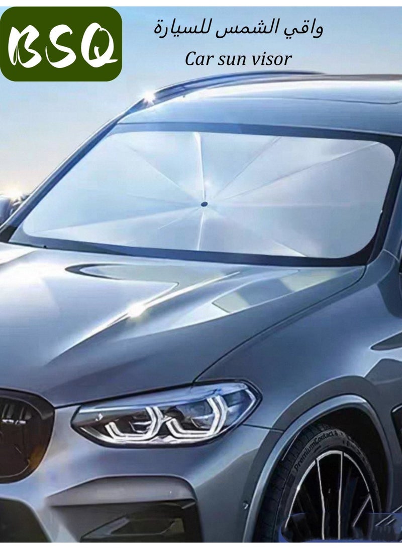 BSQ Foldable Car Windshield Sunshade |Retractable Umbrella Design with Titanium Silver Alloy & Nano Coating| UV Protection, Heat Insulation|and Universal Fit for Most Cars & SUVs|Titanium Silver (Small) - Image 3
