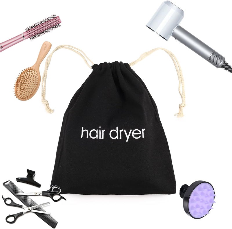 ERKXD Hair Dryer Bag Drawstring Bag Container for Travel Bathroom 30 x 34cm (Black) - Image 4