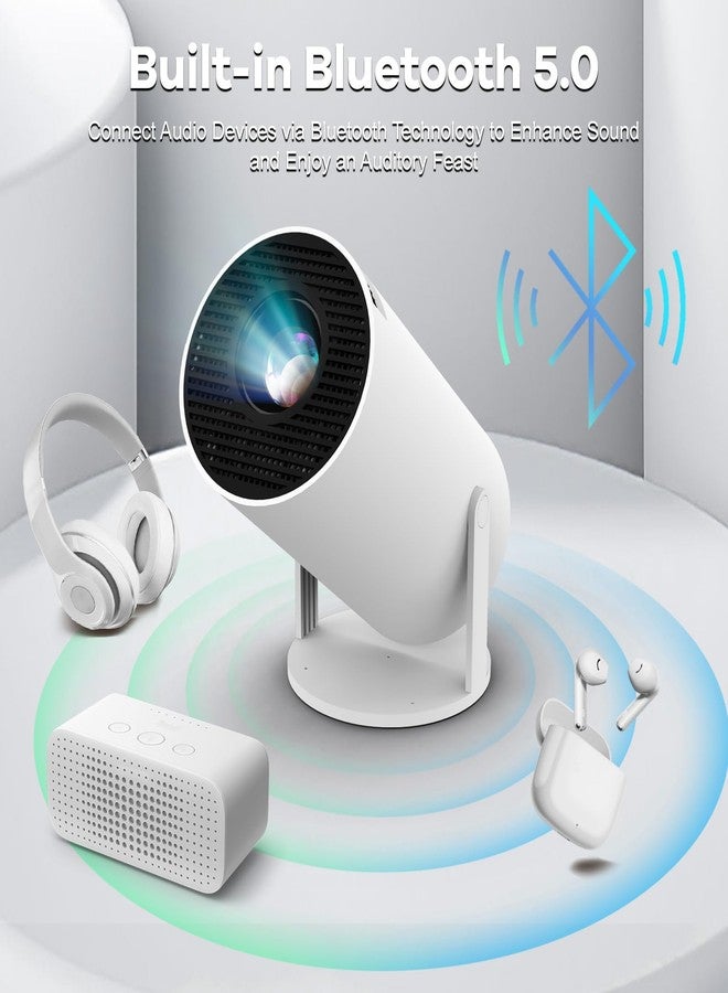 FEARWIKY Portable Mini Projector, 4K 1080P Full HD Projector, Support Video Projector, WiFi 5G BT 5.0, Cinema Projector 180° Can Be Rotated, Android 11, Compatible with TV Stick/Windows/iOS/Android (White) - Image 5