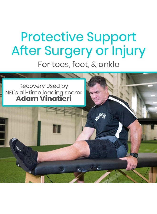 Vive Post Op Shoe - Lightweight Medical Walking Boot with Adjustable Strap - Orthopedic Recovery Cast Shoe for Post Surgery, Fractured Foot, Injured Toes, Stress Fracture, Sprains - Left or Right Foot - Image 2