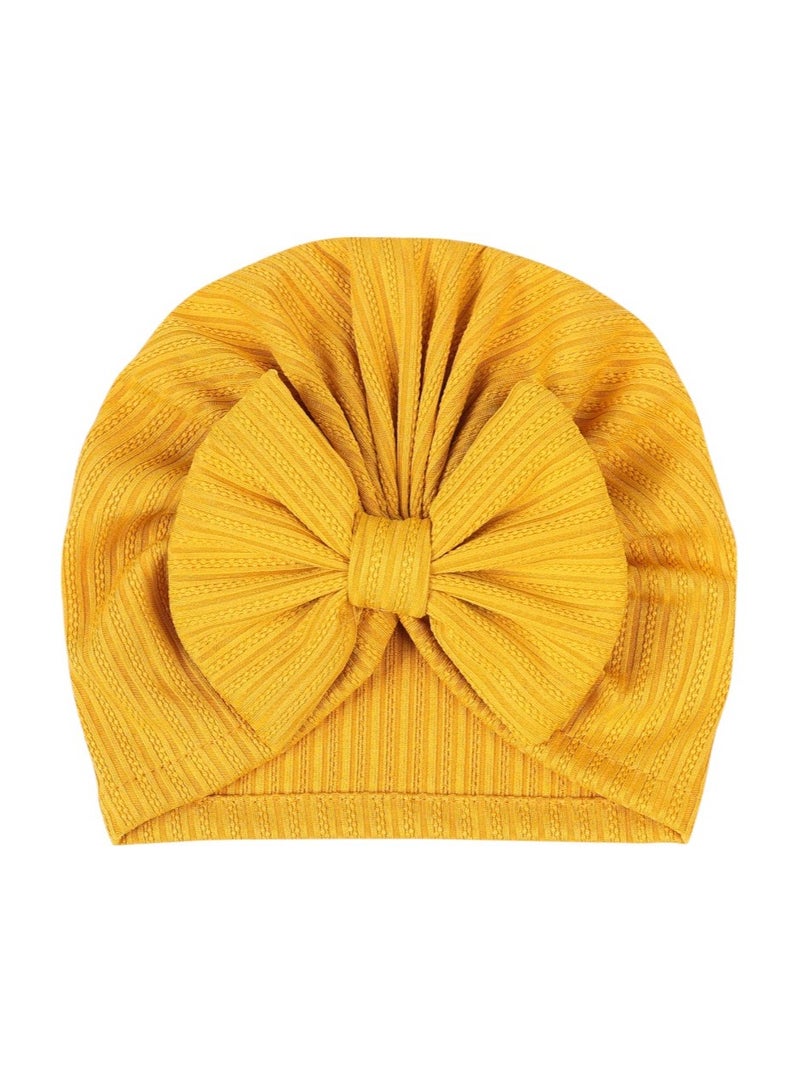 Bambimici Babybow Turban Hat And Mittens Yellow - Image 2